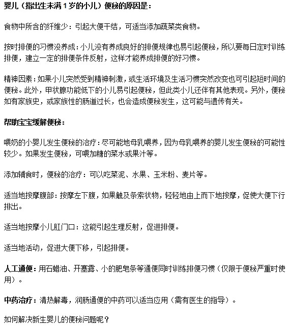 如何解決新生兒的便秘問題？