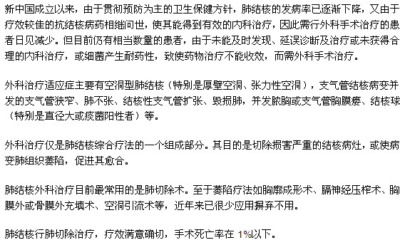 肺結(jié)核外科治療的相關(guān)知識