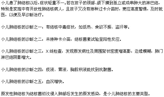小兒肺結核的五種常見診斷方法