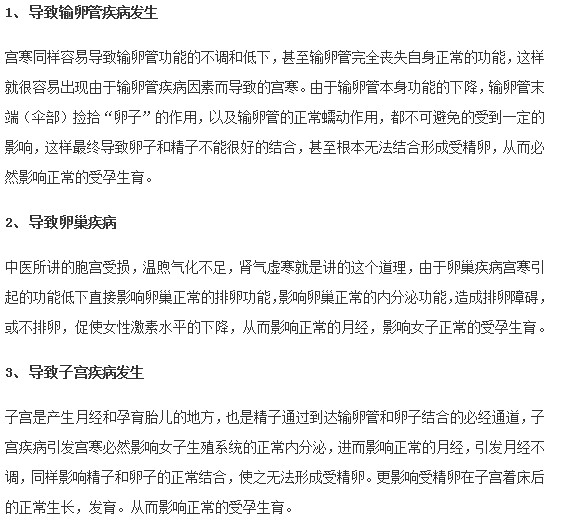 宮寒治療不當可能引發(fā)哪些疾病？