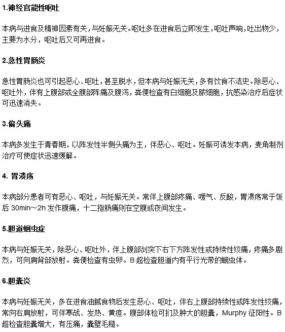 孕期妊娠嘔吐注意與以下疾病進(jìn)行鑒別