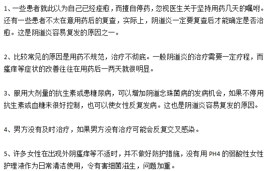 滴蟲性陰道炎久治不愈且病情反復的原因有哪些？
