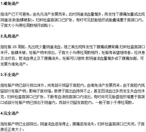 醫(yī)學上關于流產(chǎn)的四種類型介紹