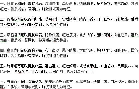 胃癌的中醫(yī)辯證分型有什么？