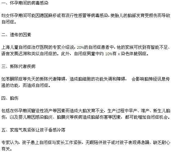 哪些因素會(huì)導(dǎo)致小孩患自閉癥？