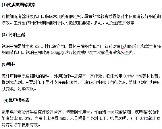 常見治療牛皮癬的外用藥物有哪些？
