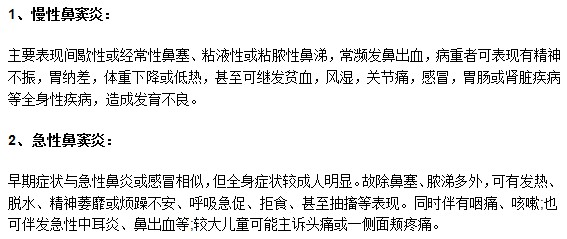 兒童鼻竇炎主要有哪些臨床表現？