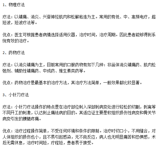 臨床上腰腿痛的西醫(yī)治療方法及各自優(yōu)缺點(diǎn)分別是什么？