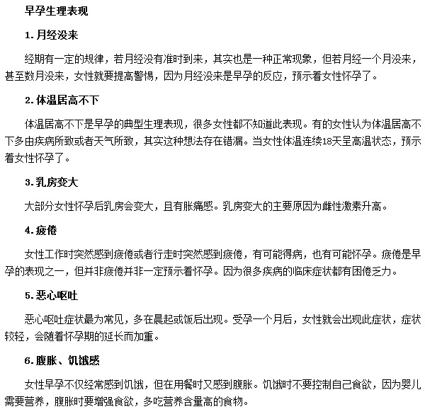 早孕會出現(xiàn)哪些癥狀表現(xiàn)及反應(yīng)