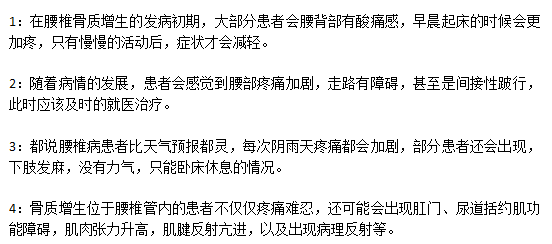 腰椎骨質(zhì)增生腰椎不同時(shí)期的癥狀分別表現(xiàn)為什么？