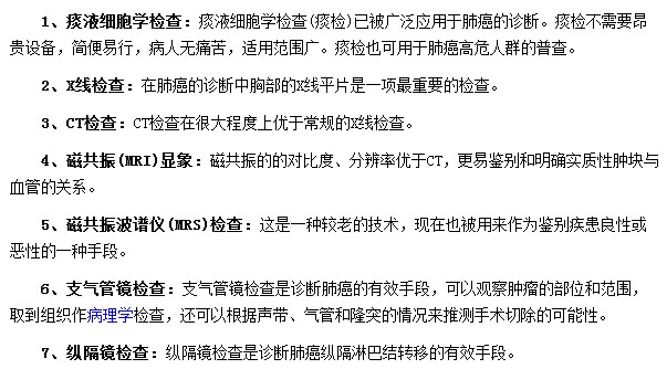 診斷肺癌可以做哪些檢查項目？