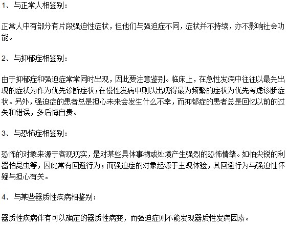 對強(qiáng)迫癥患者進(jìn)行診斷時應(yīng)注意鑒別