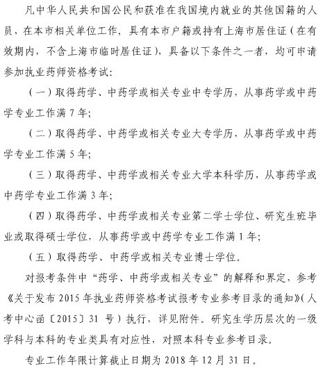 【上海市】執(zhí)業(yè)藥師報(bào)名條件