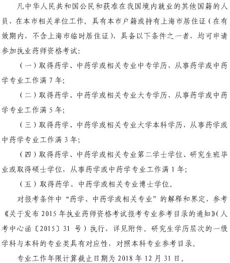 報考2018年上海市執(zhí)業(yè)藥師考試需要具備什么條件？