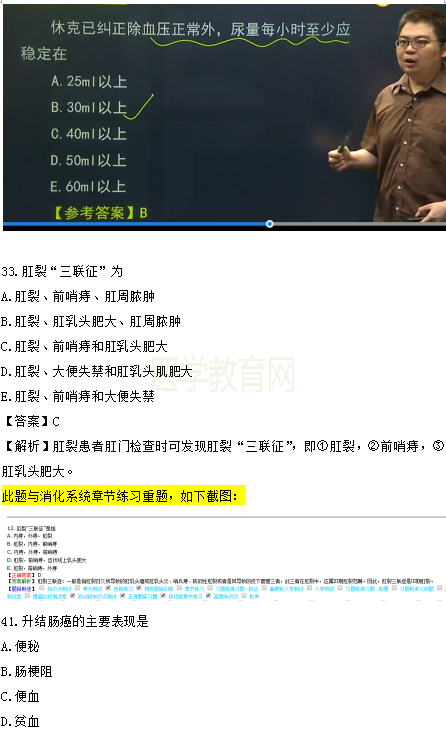 醫(yī)學(xué)教育網(wǎng)課程 VS 2018年臨床執(zhí)業(yè)醫(yī)師試題（第三單元）