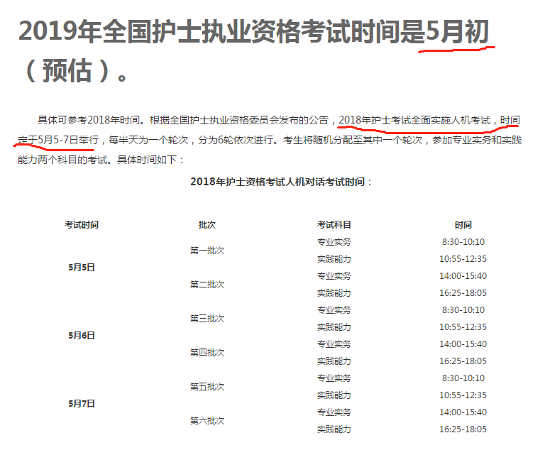 2019護(hù)士考試時(shí)間