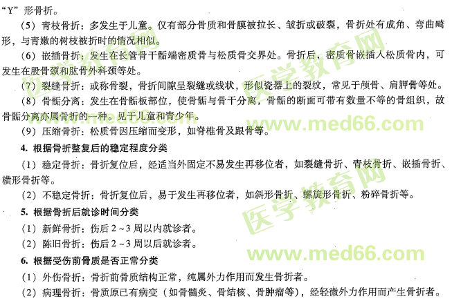 中醫(yī)專長醫(yī)師資格考點(diǎn)：骨折的分類