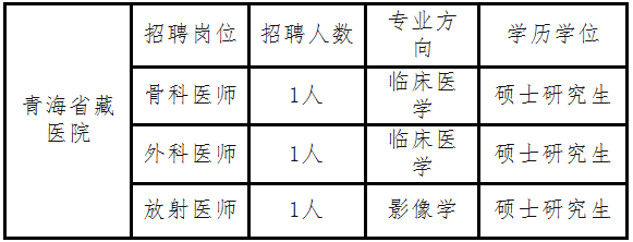 青海省藏醫(yī)院2019年赴省外公開(kāi)招聘工作人員公告