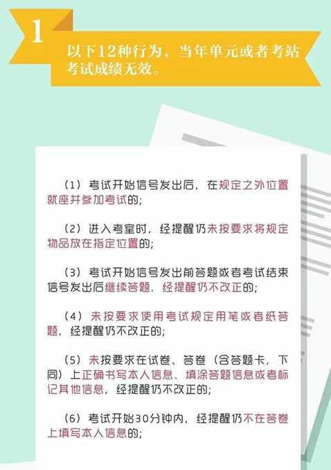 這12種行為當(dāng)年單元或考站考試成績無效！