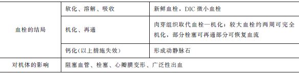 血栓的結(jié)局和對機(jī)體影響