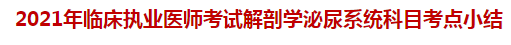 2021年臨床執(zhí)業(yè)醫(yī)師考試解剖學泌尿系統(tǒng)科目考點小結