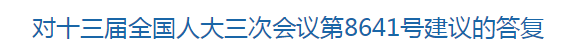 對(duì)十三屆全國人大三次會(huì)議第8641號(hào)建議的答復(fù)