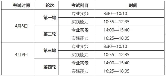 考試時(shí)間安排
