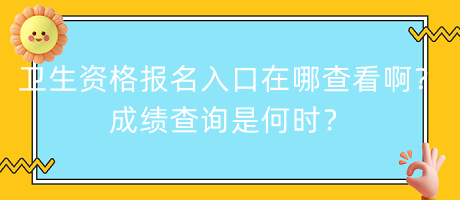 衛(wèi)生資格報(bào)名入口在哪查看?。砍煽儾樵兪呛螘r(shí)？