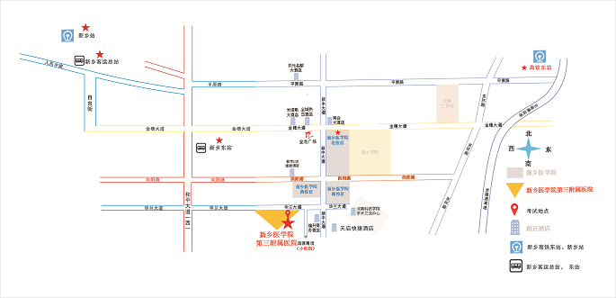 新鄉(xiāng)醫(yī)學(xué)院第三附屬醫(yī)院考試基地定位圖