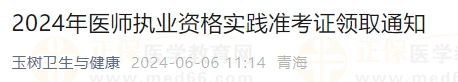 2024年醫(yī)師執(zhí)業(yè)資格實踐準考證領取通知
